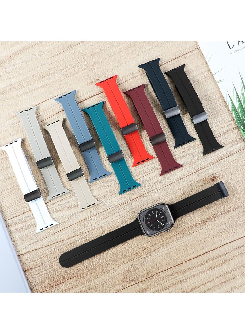 دوسالا سوار ساعة Apple Watch مقاس 42 مم و44 مم سريع الفك - سوار رياضي ناعم من السيليكون لطيف على البشرة للرجال والنساء، حزام سيليكون بمشبك مغناطيسي قابل للطي - Image 4