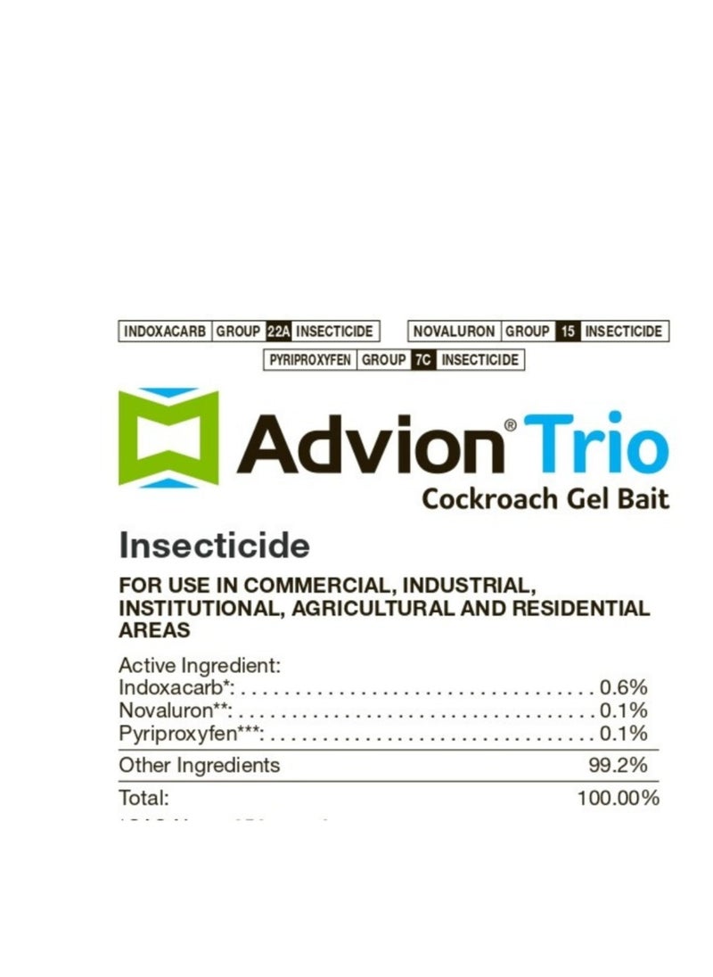 syngenta - Advion Trio Cockroach Gel Bait, 1 Tubes x 30-Grams, 1 Plunger and 1 Tips, Formulated with 0.6% Indoxacarb, 0.1% Novaluron and 0.1% Pyriproxyfen, Ready-to-Use Roach Killer for Indoor and Outdoor Use - Image 1