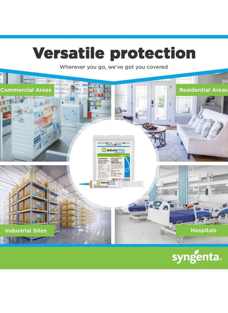 syngenta - Advion Trio Cockroach Gel Bait, 1 Tubes x 30-Grams, 1 Plunger and 1 Tips, Formulated with 0.6% Indoxacarb, 0.1% Novaluron and 0.1% Pyriproxyfen, Ready-to-Use Roach Killer for Indoor and Outdoor Use - Image 1