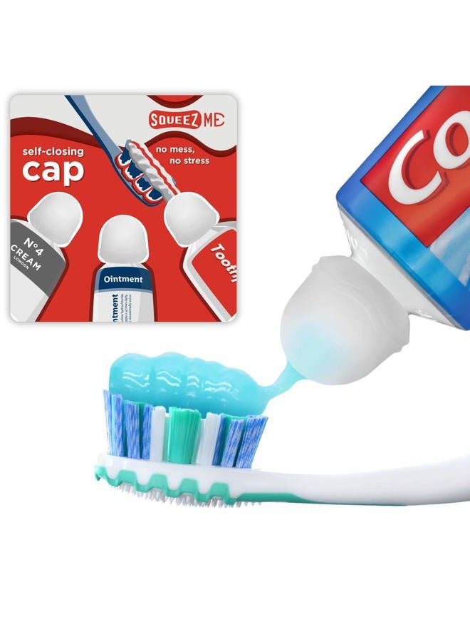 Chrome Cherry Toothpaste Caps SqueezMe by Chrome Cherry, Self-Closing Silicone Caps, Mess-Free Toothpaste Dispenser Squeezer Lids for Kids, Adults, Bathroom Accessories for Tooth and Gum Health (Clear 3-Pack) - Image 1