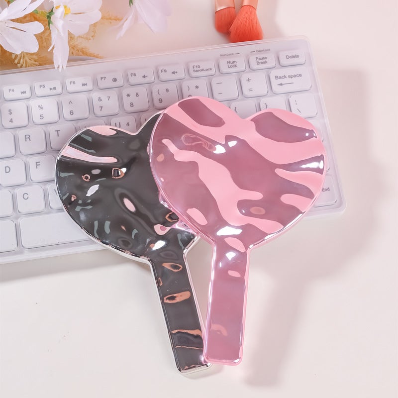 New Love Electroplated Water Corrugated Mirror Portable Girl Handheld Exquisite Cute High Definition Mirror Cosmetic Mirror - Image 4