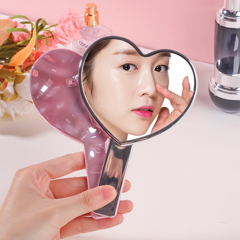 New Love Electroplated Water Corrugated Mirror Portable Girl Handheld Exquisite Cute High Definition Mirror Cosmetic Mirror - Image 5