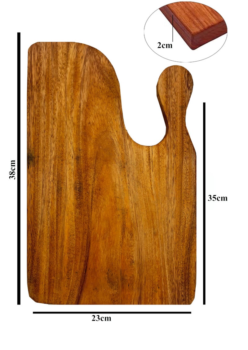 MEXZA™ Single Piece Wooden Cutting Chopping Board for Kitchen |Reversible Cutting Board | No Dyes or Polish or Varnish - Natural Finish | Non Slip Chopping Board Wooden, (Double Head) - Image 4