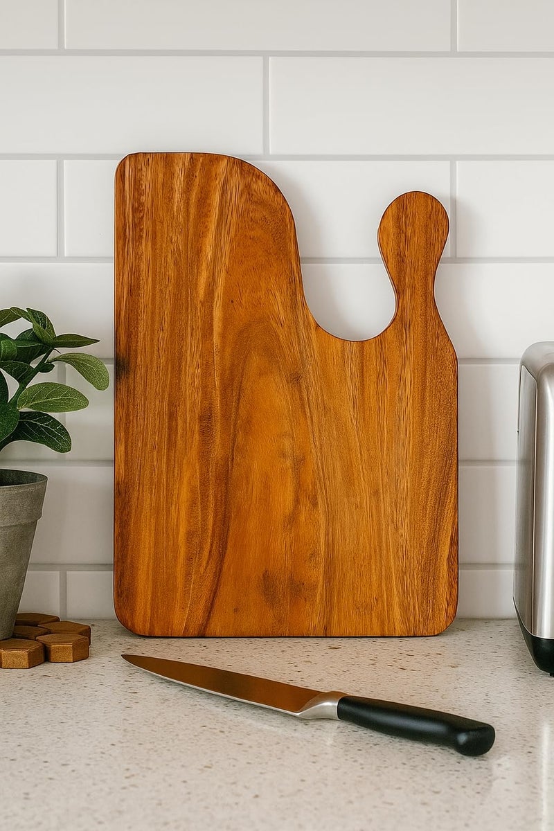 MEXZA™ Single Piece Wooden Cutting Chopping Board for Kitchen |Reversible Cutting Board | No Dyes or Polish or Varnish - Natural Finish | Non Slip Chopping Board Wooden, (Double Head) - Image 1
