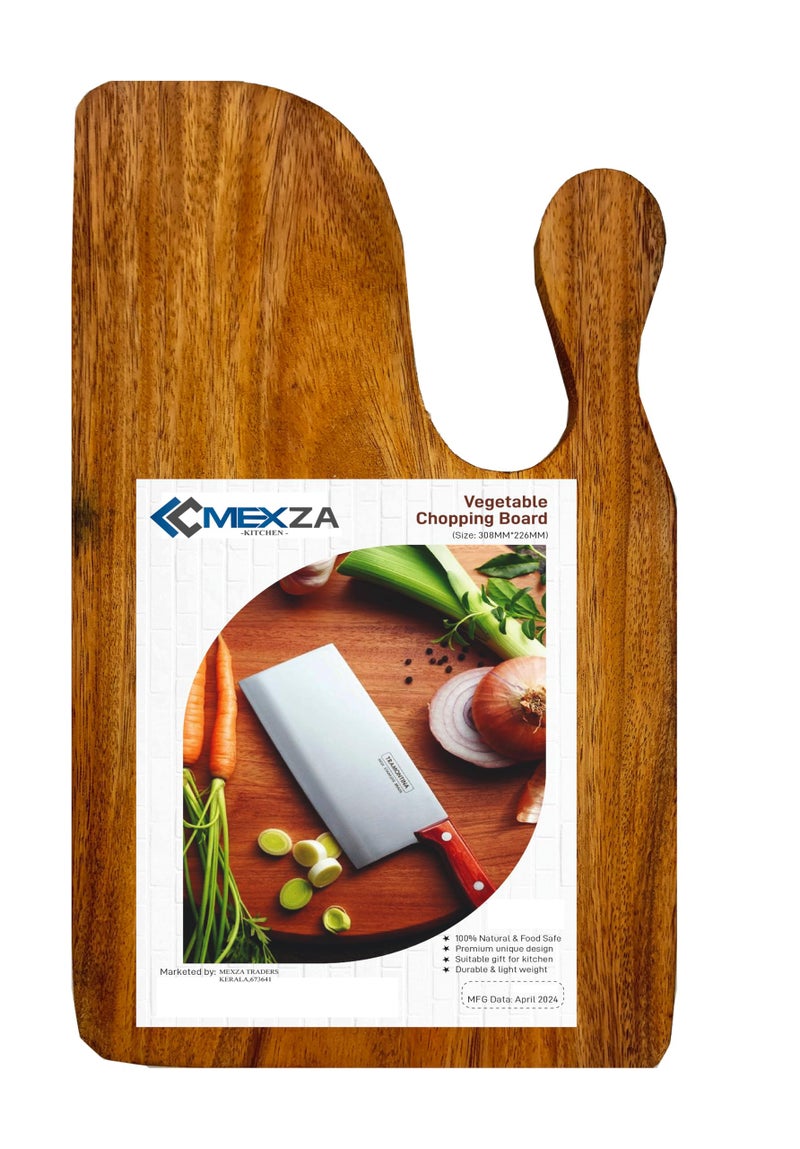 MEXZA™ Single Piece Wooden Cutting Chopping Board for Kitchen |Reversible Cutting Board | No Dyes or Polish or Varnish - Natural Finish | Non Slip Chopping Board Wooden, (Double Head) - Image 2