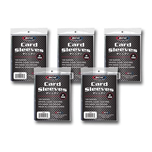 BCW Standard Card Sleeves 258 x 358 5 Packs 500 Total Crystal Clear AcidFree Toploader Trading Card Sleeves for Baseball Basketball Football Hockey Pokemon MTG etc - Image 1