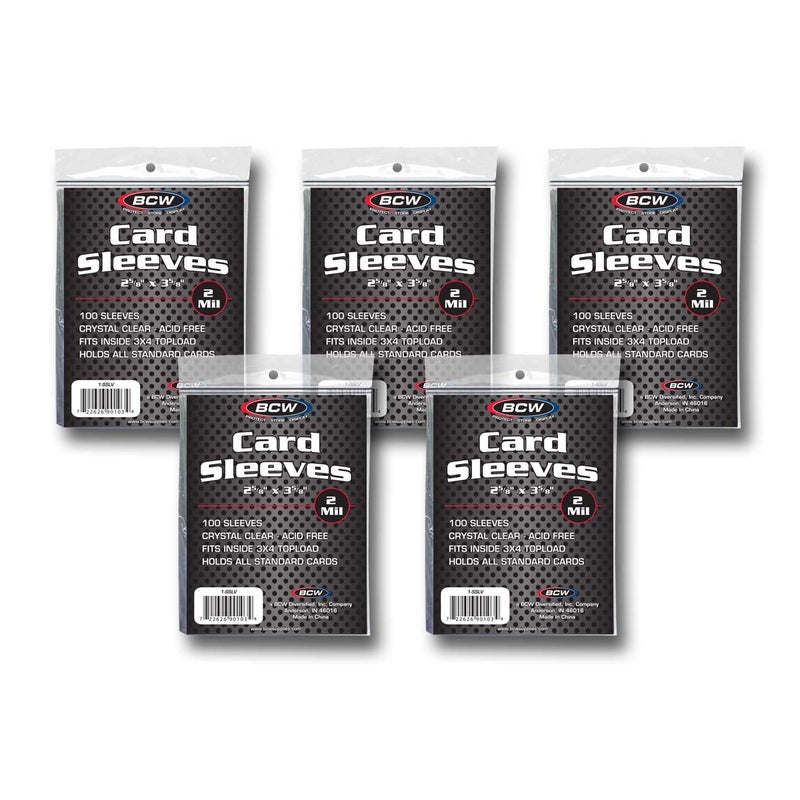 BCW Standard Card Sleeves 258 x 358 5 Packs 500 Total Crystal Clear AcidFree Toploader Trading Card Sleeves for Baseball Basketball Football Hockey Pokemon MTG etc - Image 2