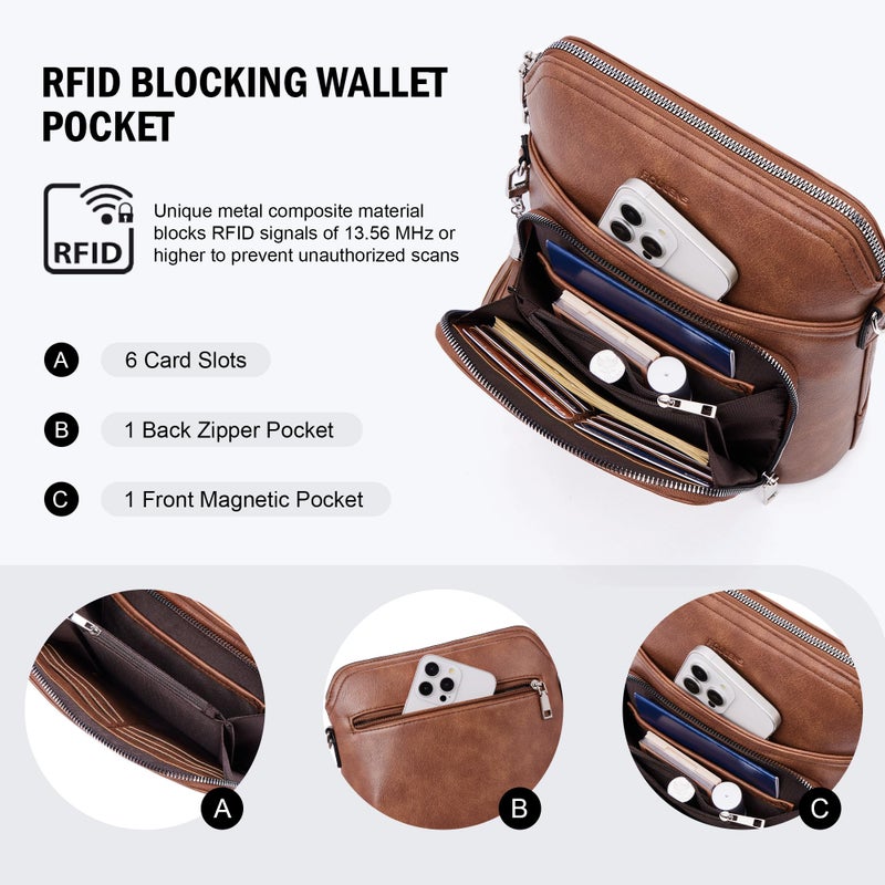 Roulens Crossbody Purse for Women,Lightweight Medium Crossbody Bag Soft Leather Women's Shoulder Handbags with Tassel - Image 3