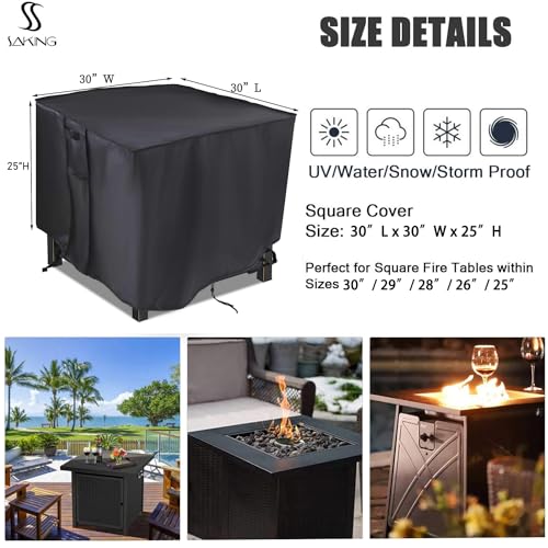 Saking Fire Pit Cover,30 inch Firepit Covers Square Gas Fireplace Fire Pit Table Cover for Propane Fire Pit- 30 X 30 X 25 inch - Image 3