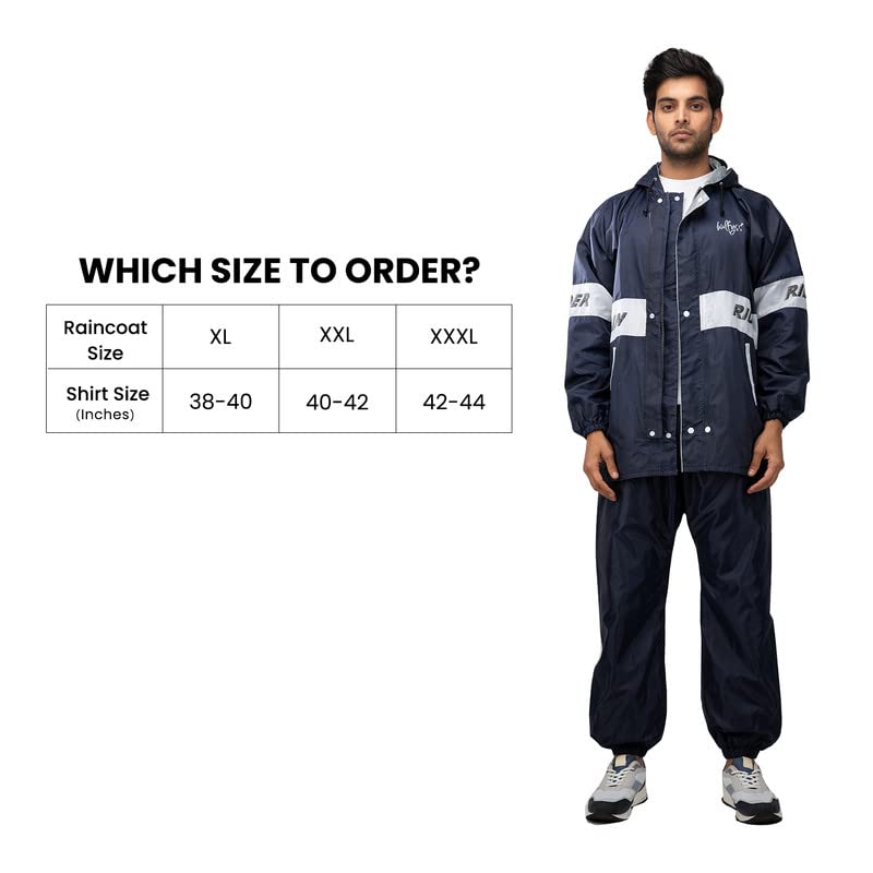 Bulfyss Rain Standard Length Coat 100% Waterproof Polyester Reversible Double Layer Rain Standard Length Coat For Men Bike With Pants, Adjustable Hood, Inner Mobile Pocket And Storage Bag Blue2Xl - Image 5