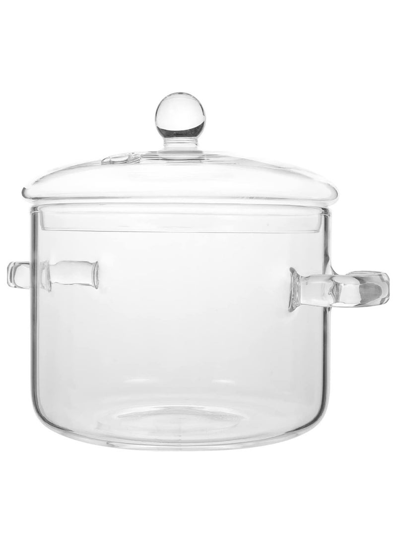 M MIAOYAN 1350ml Glass Saucepan with Cover Stovetop Cooking Pot with Lid and Handle Simmer Pot Clear Soup Pot High Borosilicate Glass Cookware  - Image 3