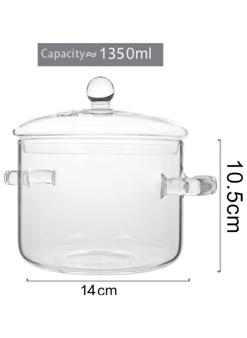 M MIAOYAN 1350ml Glass Saucepan with Cover Stovetop Cooking Pot with Lid and Handle Simmer Pot Clear Soup Pot High Borosilicate Glass Cookware  - Image 4