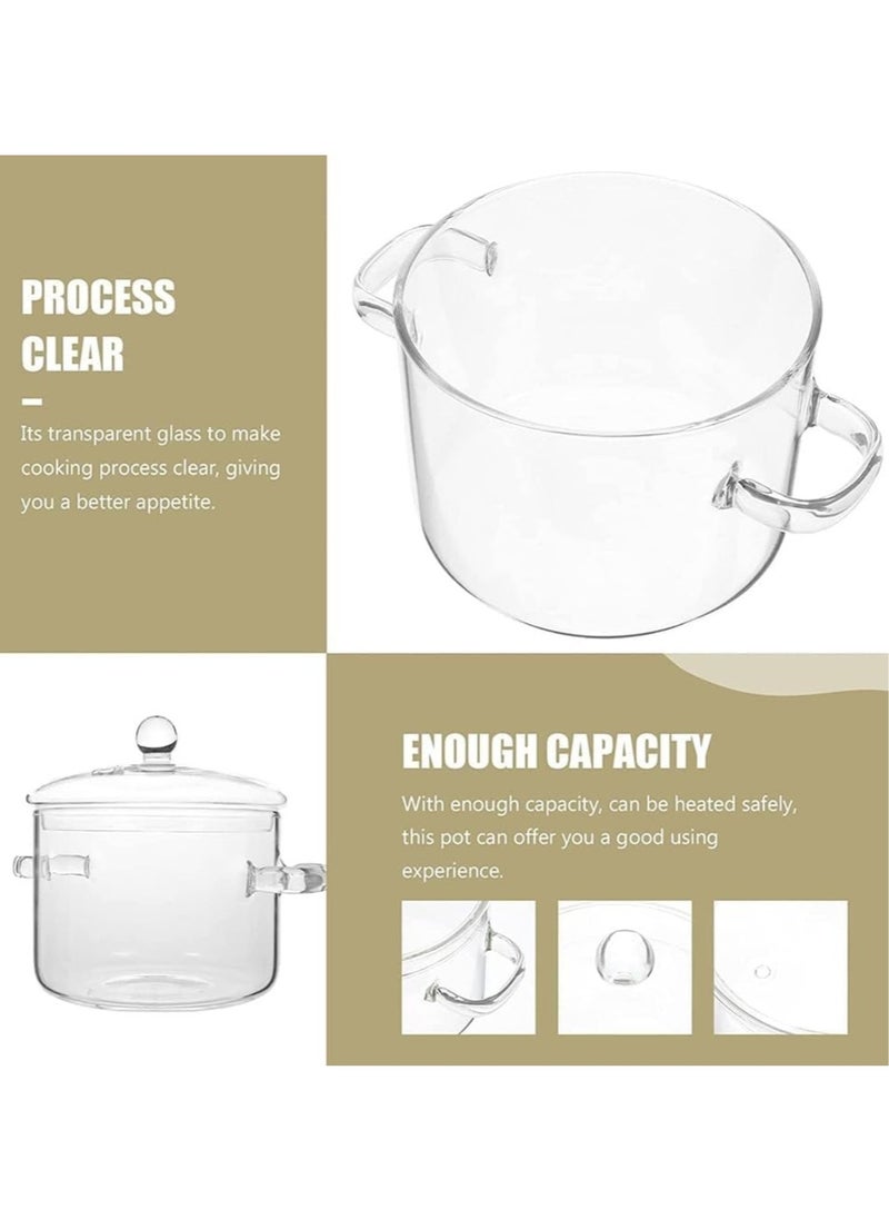 M MIAOYAN 1350ml Glass Saucepan with Cover Stovetop Cooking Pot with Lid and Handle Simmer Pot Clear Soup Pot High Borosilicate Glass Cookware  - Image 5