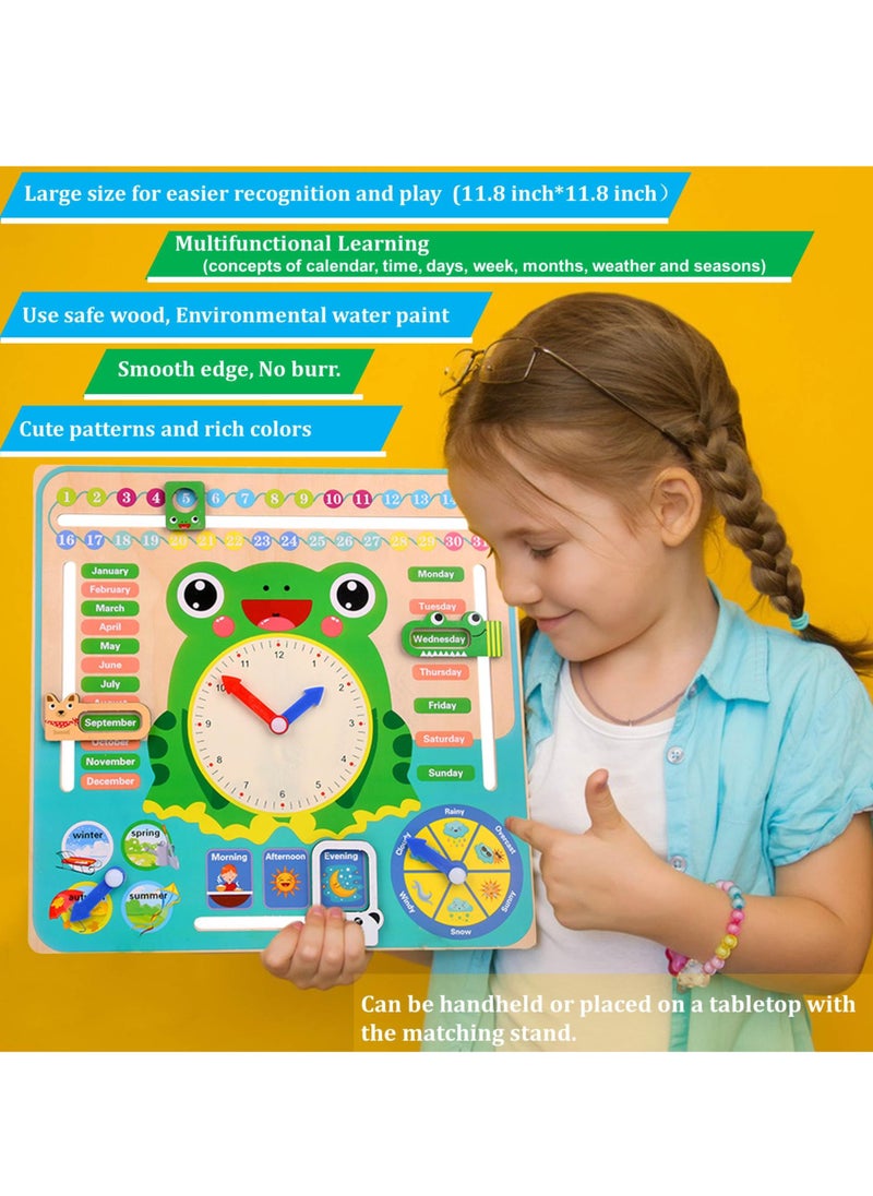 Mordely Wooden Calendar for Kids, Montessori Calendar Wooden Learning Clock, Toddler Calendar Learning for Home, 7 in 1 My Daily Calendar Preschool Telling Time Teaching Clock for Kids  - Image 3
