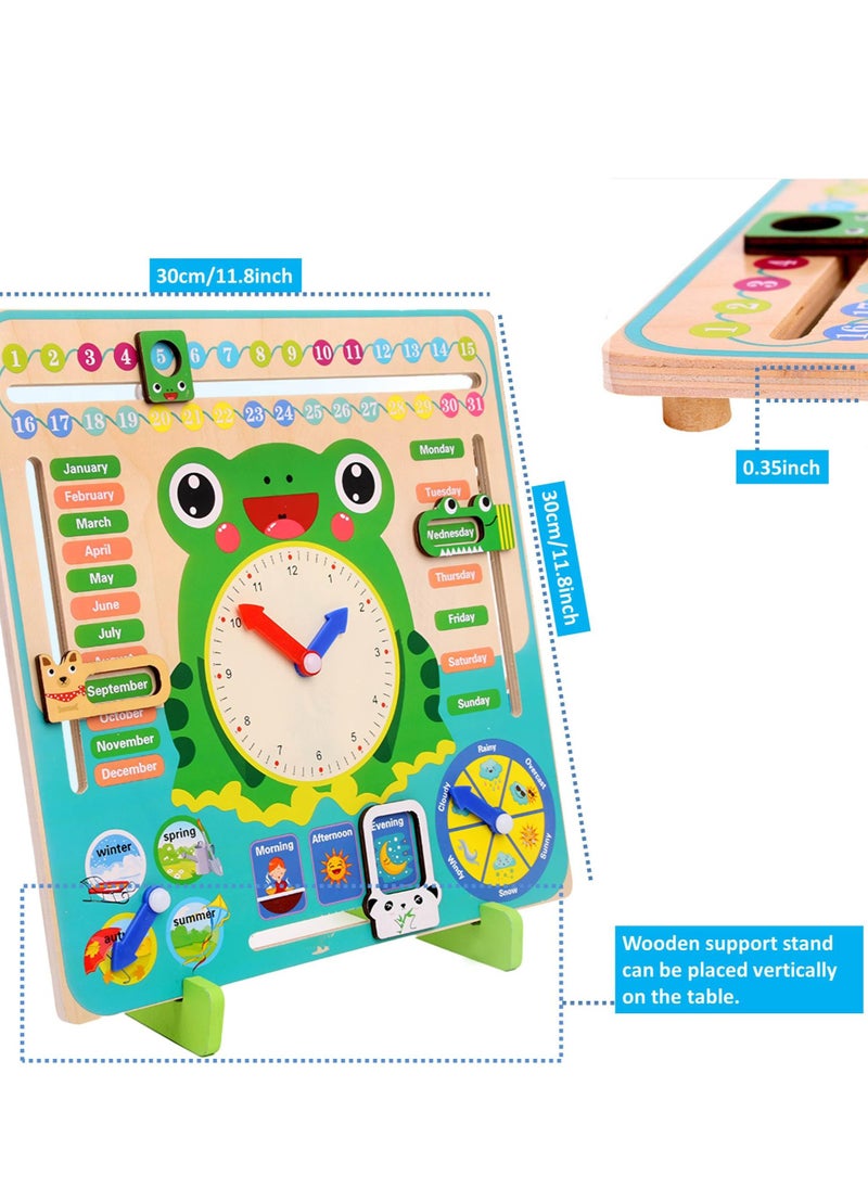 Mordely Wooden Calendar for Kids, Montessori Calendar Wooden Learning Clock, Toddler Calendar Learning for Home, 7 in 1 My Daily Calendar Preschool Telling Time Teaching Clock for Kids  - Image 4