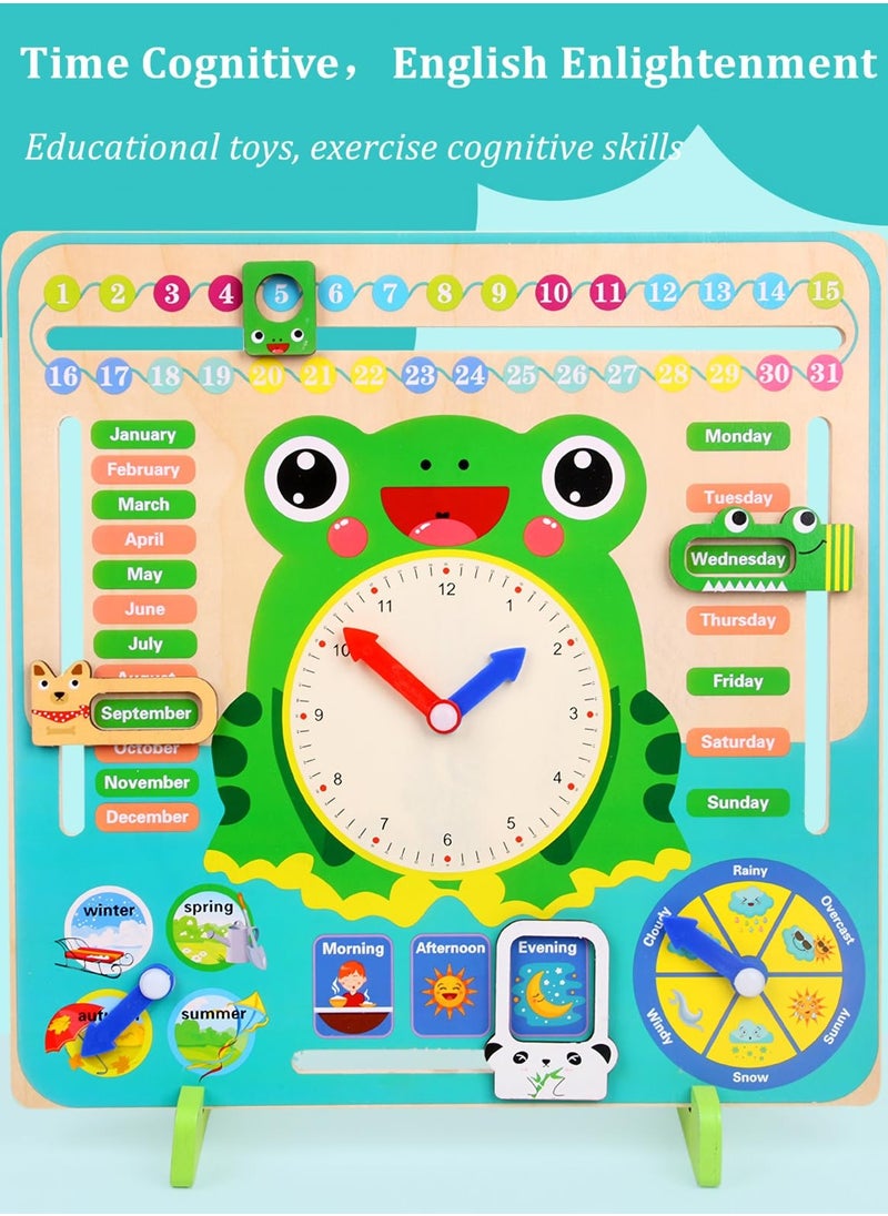 Mordely Wooden Calendar for Kids, Montessori Calendar Wooden Learning Clock, Toddler Calendar Learning for Home, 7 in 1 My Daily Calendar Preschool Telling Time Teaching Clock for Kids  - Image 5