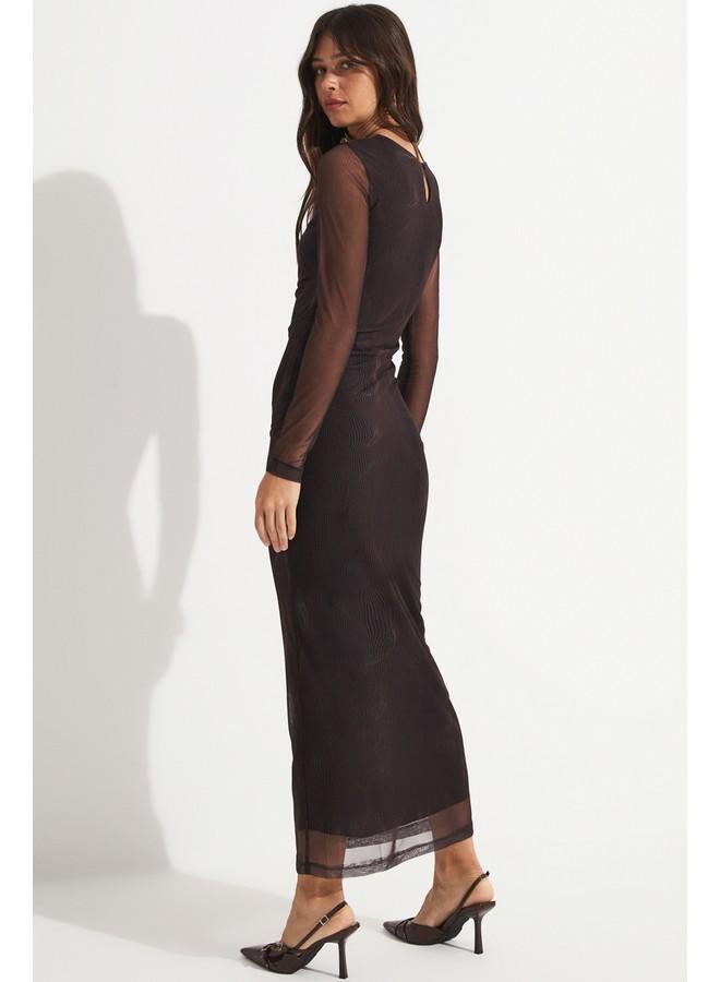 جون فستان طويل بأكمام شفافة - Image 4