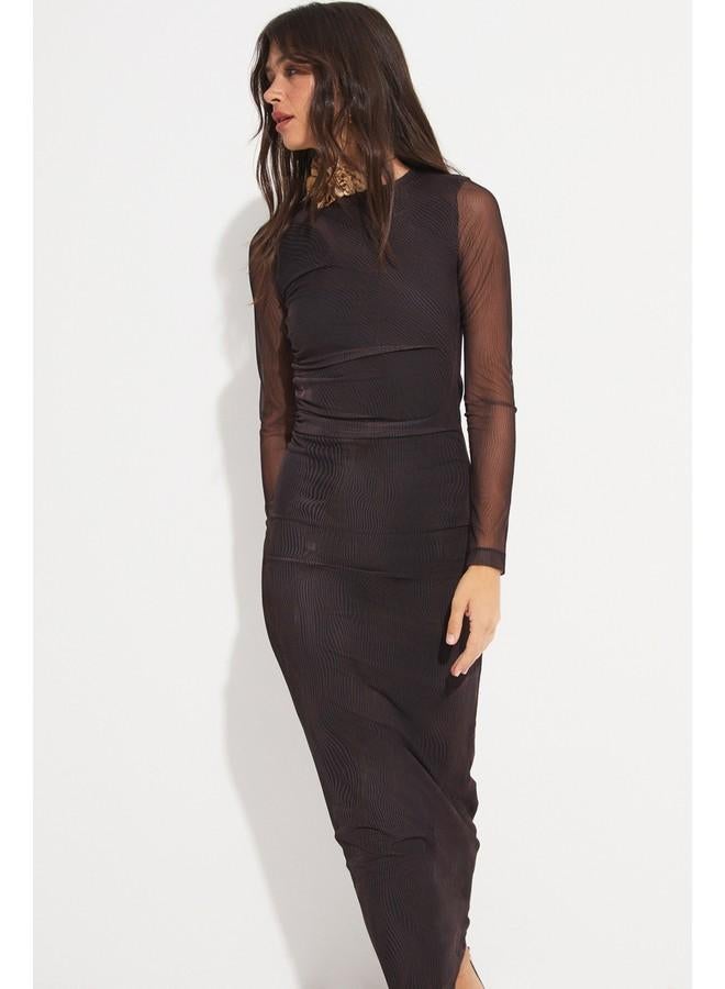 جون فستان طويل بأكمام شفافة - Image 2