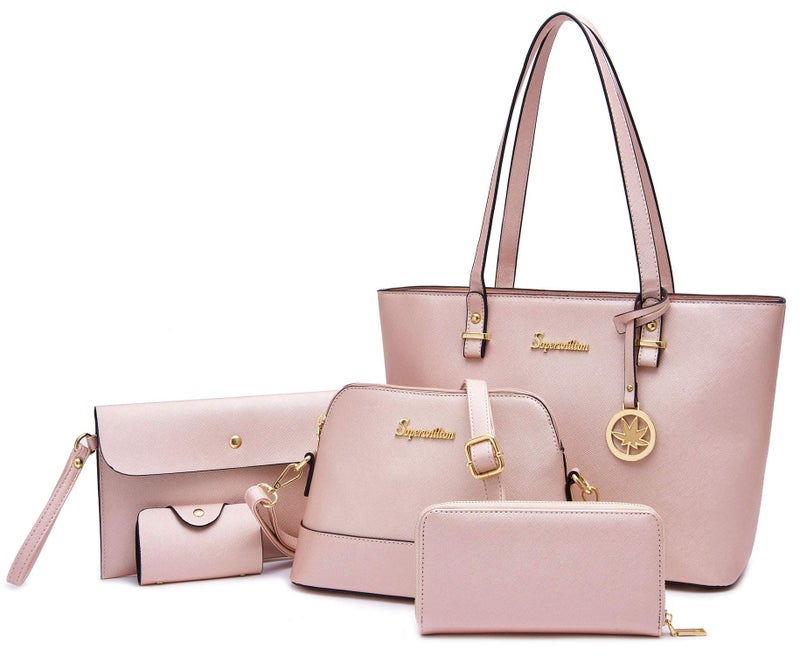 Soperwillton Handbag for Women Wallet Tote Bag Shoulder Bags Top Handle Satchel 5pcs Purse Set - Image 1