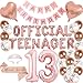 DUFACAI 13th Birthday Party Decorations OFFICIAL TEENAGER Party Balloons 13th Birthday Tiara Official Teenager Sash Happy Birthday Banner for 13 Year Old Girls Birthday Party Favor Supplies rose gold - Image 3