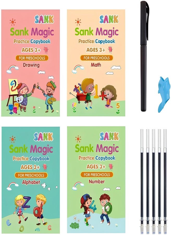 Cresce Age 2-6 Year Old Girls Boys Handwriting Workbook Writing Practice with Pen Sank Magic Book Reusable Notebook Sets for Kids Hand Writing Calligraphy Tracing - Image 1