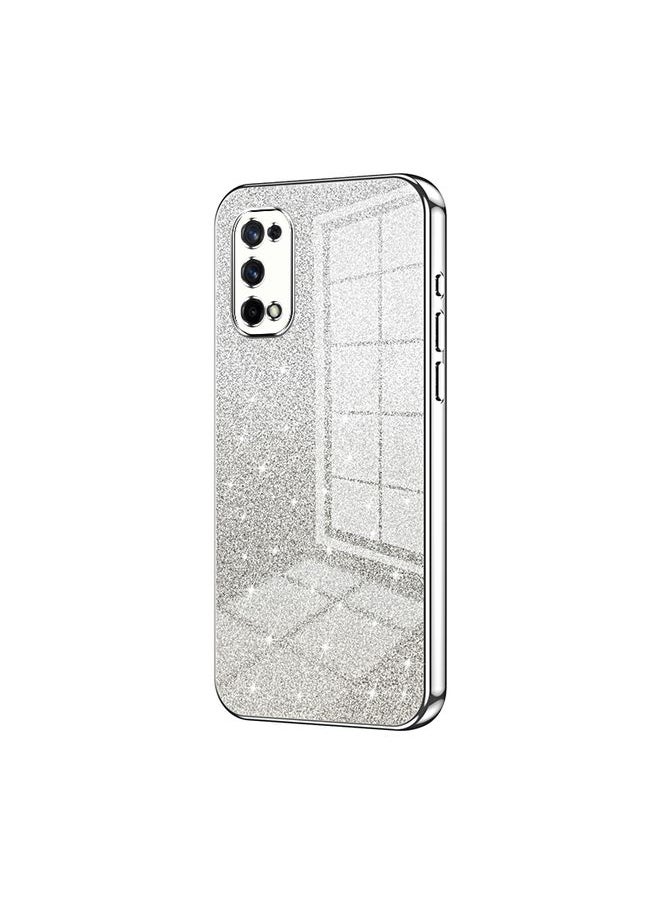 HuHa Case Cover For Realme X7 / Q2 Pro Gradient Glitter Powder Electroplated Phone Case Silver 