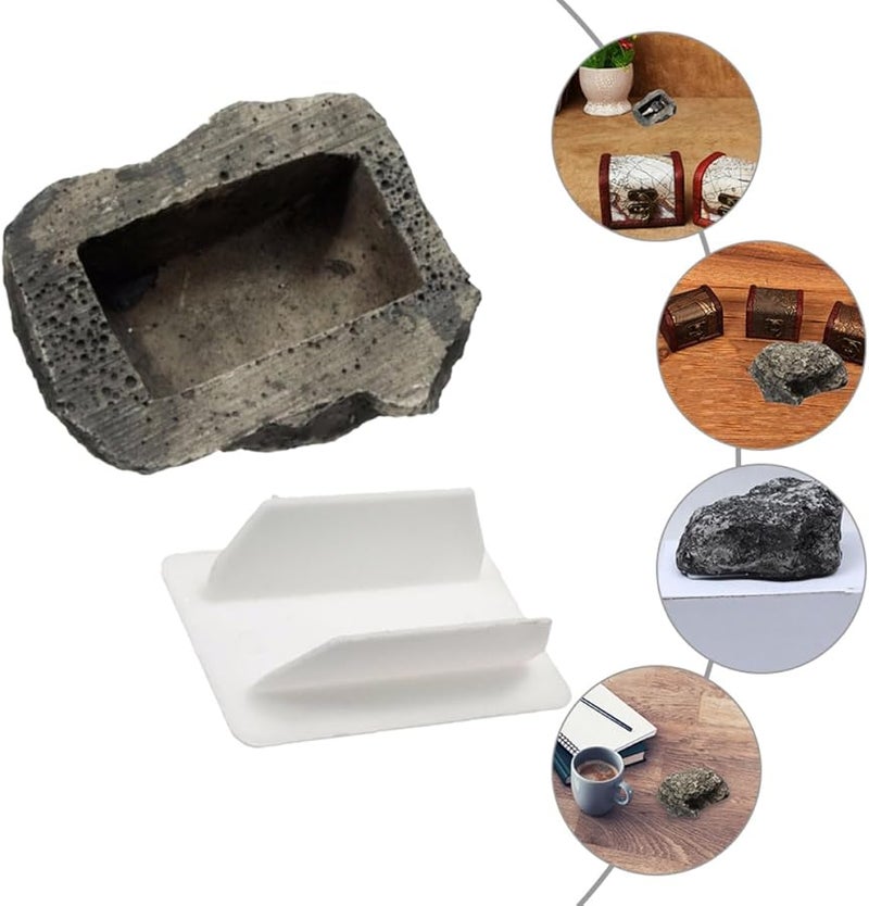 صندوق أمان مخفي صندوق تخزين من الراتنج لمحاكاة الحجر منظّم المفاتيح للنقود والمجوهرات والخواتم - Image 4