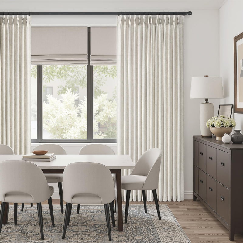 Drapenova Natural Pinch Pleated Linen Curtains 84 Inch Long 2 Panels for Living Room Bedroom Country Farmhouse Thick Linen Textured Semi Sheer Back Tab Pinch Pleat Hooks Rings Window Curtain Birch Cream 7 FT - Image 3