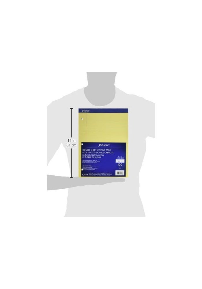 Ampad Evidence Dual Pad - Narrow Ruled, 8.5 x 11.75 Inches, Canary Paper, 100 Sheets - Image 3