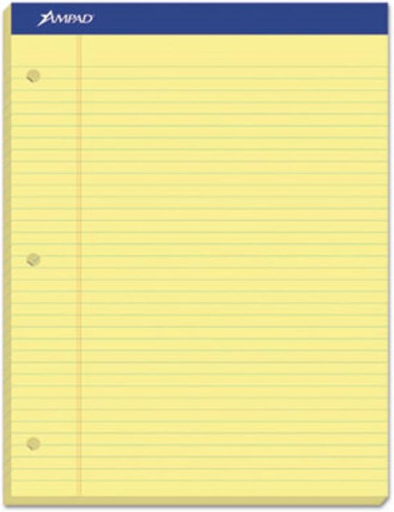 Ampad Evidence Dual Pad - Narrow Ruled, 8.5 x 11.75 Inches, Canary Paper, 100 Sheets - Image 1