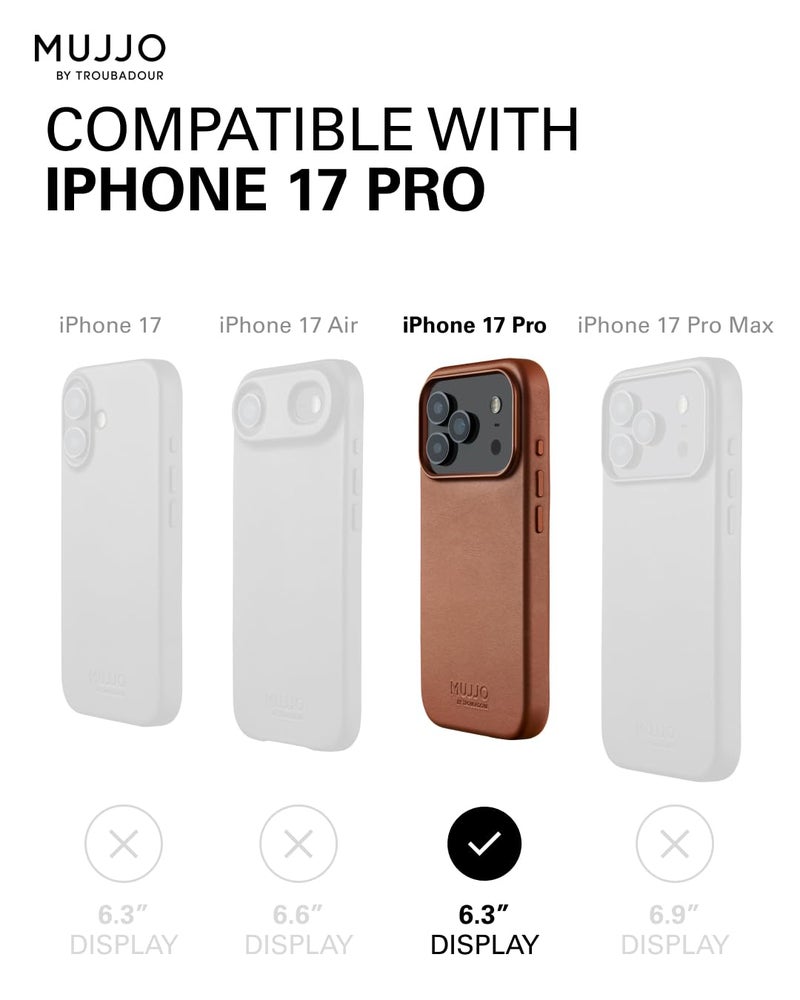 Mujjo Leather Case for iPhone 17 Pro â€“ MagSafe Compatible - Tan - Image 5