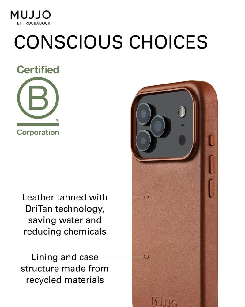 Mujjo Leather Case for iPhone 17 Pro â€“ MagSafe Compatible - Tan - Image 4