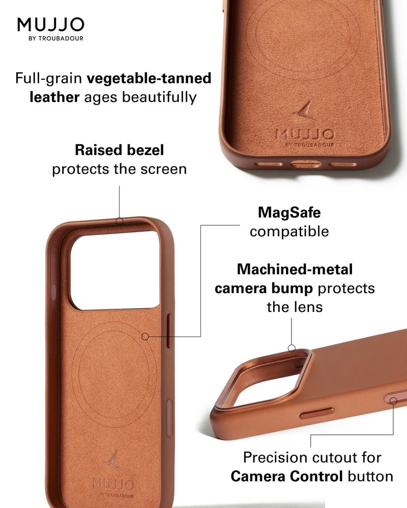 Mujjo Leather Case for iPhone 17 Pro â€“ MagSafe Compatible - Tan - Image 3