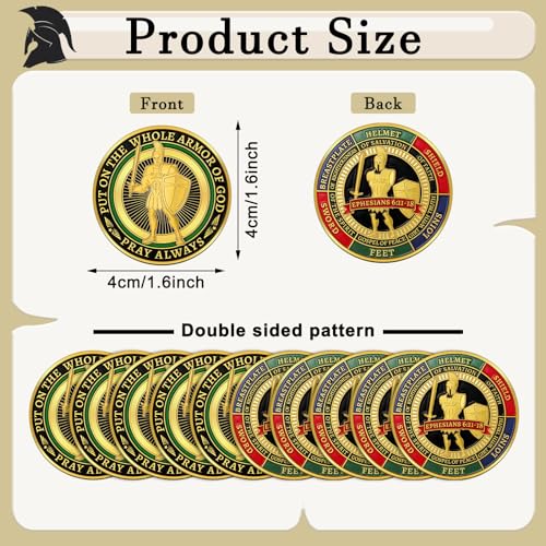 Nosiny 20 Pcs Armor of God Coins Metal Christian Challenge Coins for Religious Prayer Collector Christian Church School Party Commemorative GiftsRetro - Image 5