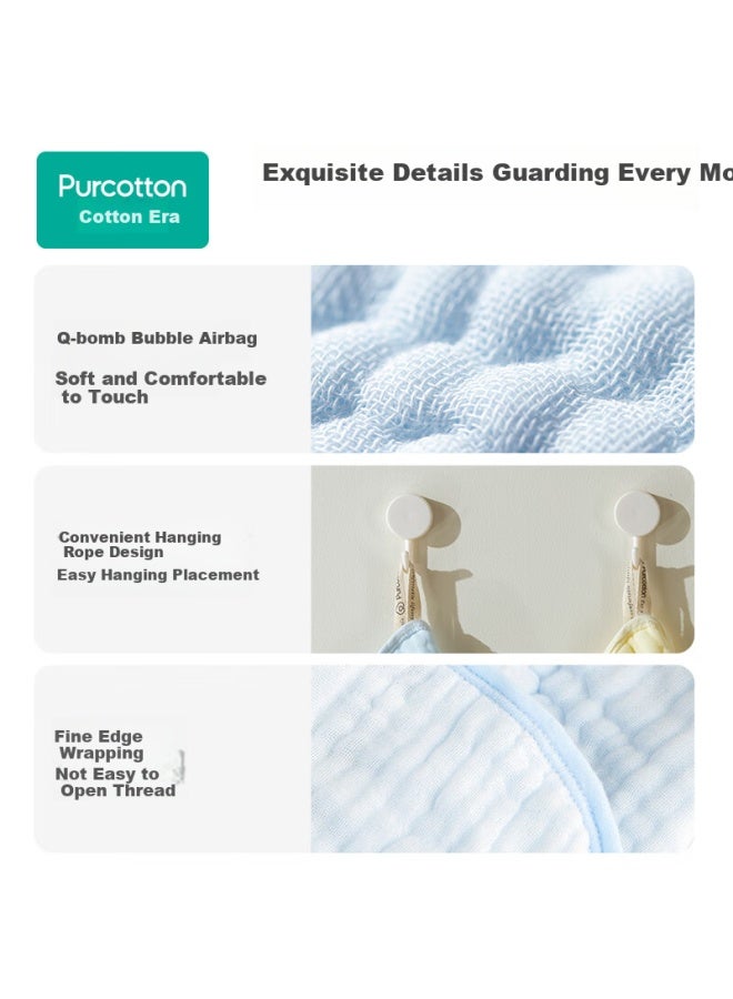 purcotton منشفة استحمام من بوركوتون، قطن نقي، سريعة الجفاف، ست طبقات بلون موحد، شاش قابل للغسل، أزرق كلاسيكي، 80 سم × 140 سم - Image 3