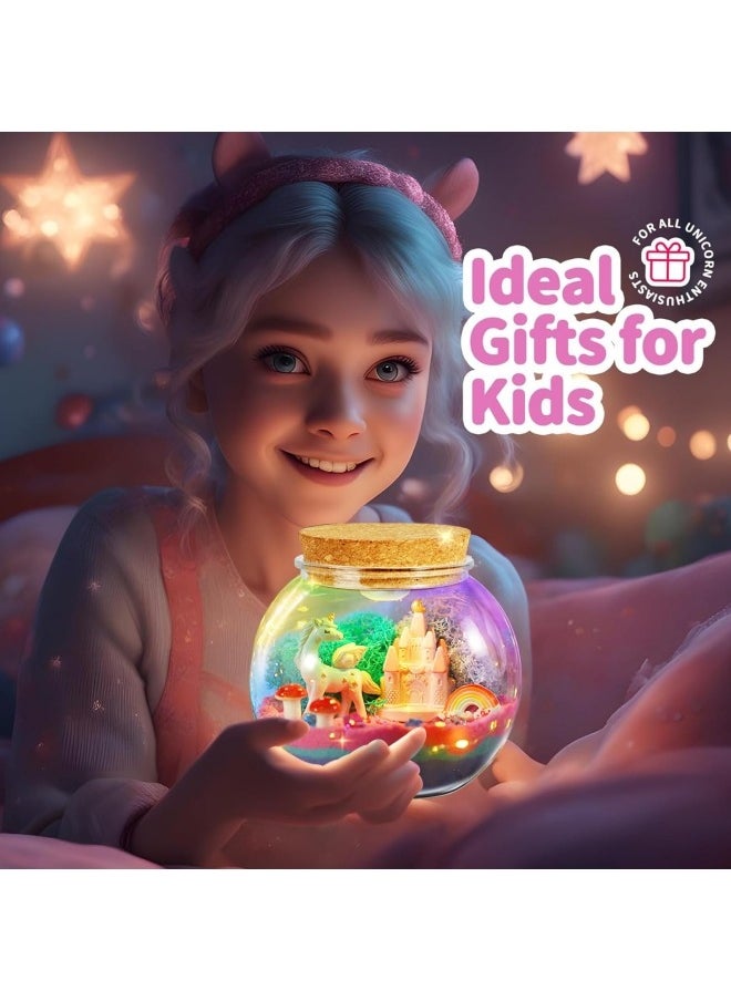 GGEROU - Unicorns Terrarium Gifts for Kids Girls, Light Up Terrarium Unicorns Toys for Girls, DIY Moon Lamp Arts and Crafts - Image 1