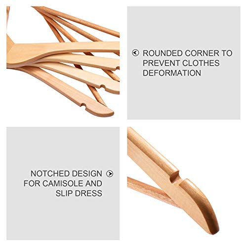 ZEPOLI Wooden Hangers, Solid Wood Shirt Hangers, Dress Coat Jacket, T Shart Clothes Hangers,with Extra Smooth Finish, 360 Degree Swivel Hook (Pack of 4, Beige) - Image 3