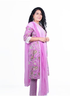 PRIYA’S PANACHE Women's Cotton Kurta Set with Palazzo & Chiffon Dupatta | Indian Ethnic Wear | Traditional Salwar Kameez Suit  - Image 3