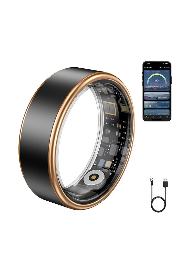 Smart Ring Health Tracker, Fitness Tracker, Activity Trackers for Man&Women -Sleep&Exercise Monitor,Waterproof Sleep Tracking Wearable (Black, 8) - Image 1
