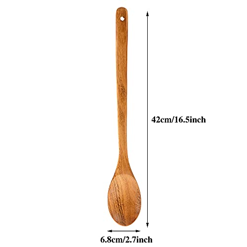 CAILOS Wooden Mixing Spoon, 16.5 Inch Long Handled Wooden Spoons for Cooking And Stirring - Image 2