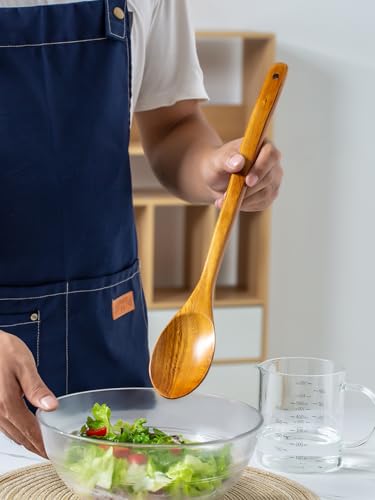 CAILOS Wooden Mixing Spoon, 16.5 Inch Long Handled Wooden Spoons for Cooking And Stirring - Image 5
