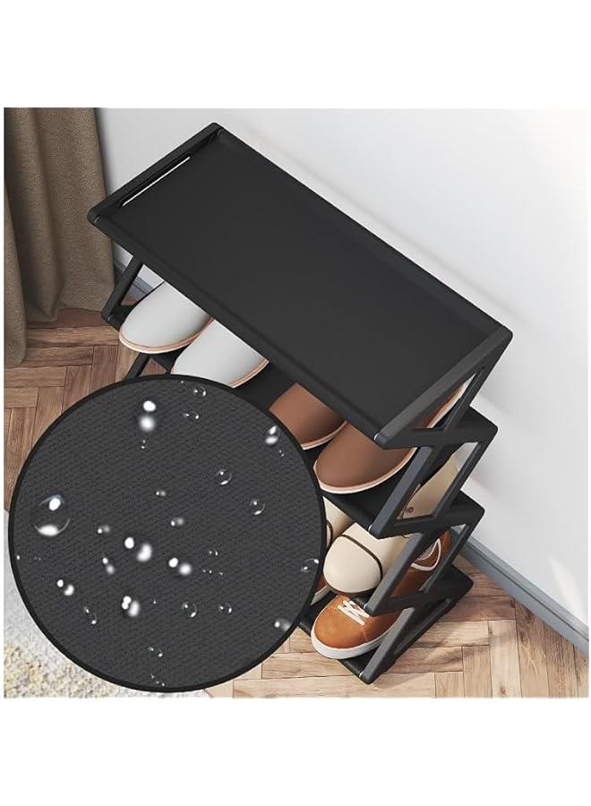 هوكور HOOKOR 4-Tier Foldable Shoe Rack, Space-Saving Organizer for Home & Closet, Easy Assembly, Adjustable & Stylish. (Black 42cm) - Image 3