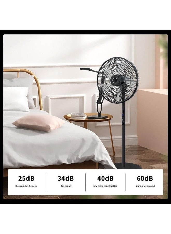 16 Inch Pedestal Fan with Remote Control, 5-Blade Oscillating Standing Fan Adjustable Height,Ultra Quiet, 8 Speed, 3 Winds Mode, 9 Hour Timer, LED Display, 90° Pivoting Head Air Circulator Fan (Black)