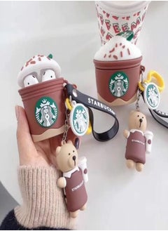 Compatible AirPod PRO Silicone Case , Shockproof and Drop Resistant 3D Cute and Cool Design Pendant Keychain Skin Accessories, Suitable for Girls, Boys and Teenagers. (PRO Brown ice Cream)