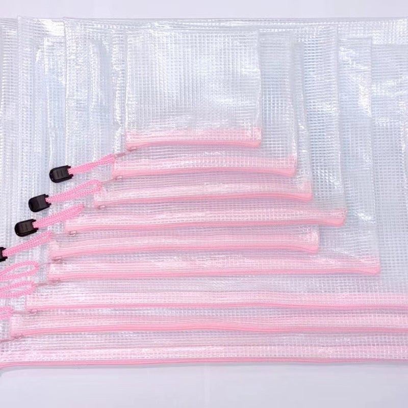 Thickened A4 File Bag Transparent Grid Zipper Bag Waterproof Pvc File Bag Office Culture Test Paper Material Bag - Image 1