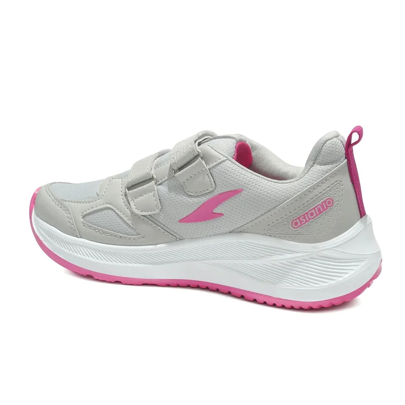 أسيان Light Grey and Rani Pink Sneakers for Girls