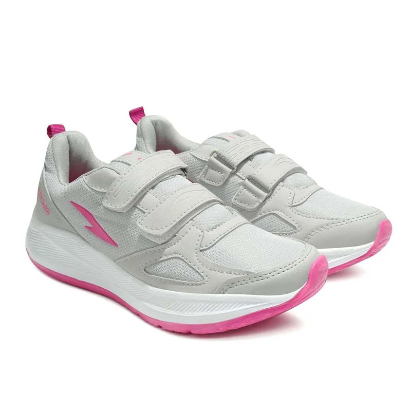 Asian Light Grey and Rani Pink Sneakers for Girls