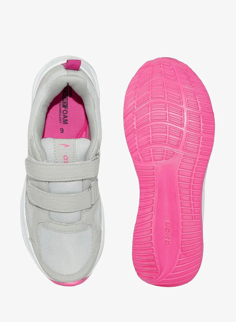Asian  Light Grey and Rani Pink Sneakers for Girls for Women | Best Price UAE
