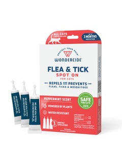 Flea And Tick Cat Spot On  Flea, Tick, And Mosquito Repellent, Prevention For Cats With Natural Essential Oils  Pet And Family Safe Up To 3 Months Protection  3 Tubes Of 0.03 Oz
