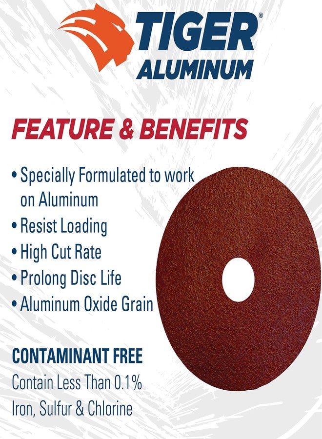 Weiler 60403 Tiger Aluminum Resin Fiber Sanding & Grinding Disc, 4-1/2" Diameter, 60 Grit, 7/8" Arbor Hole (Pack of 25) - Image 3